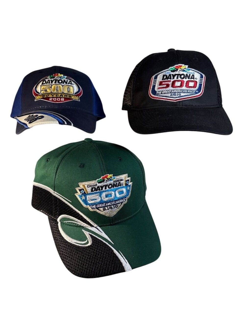 Daytona 500 Hat Lot of 3 50th Anniversary 2008 - 2010 Nascar New With Tags